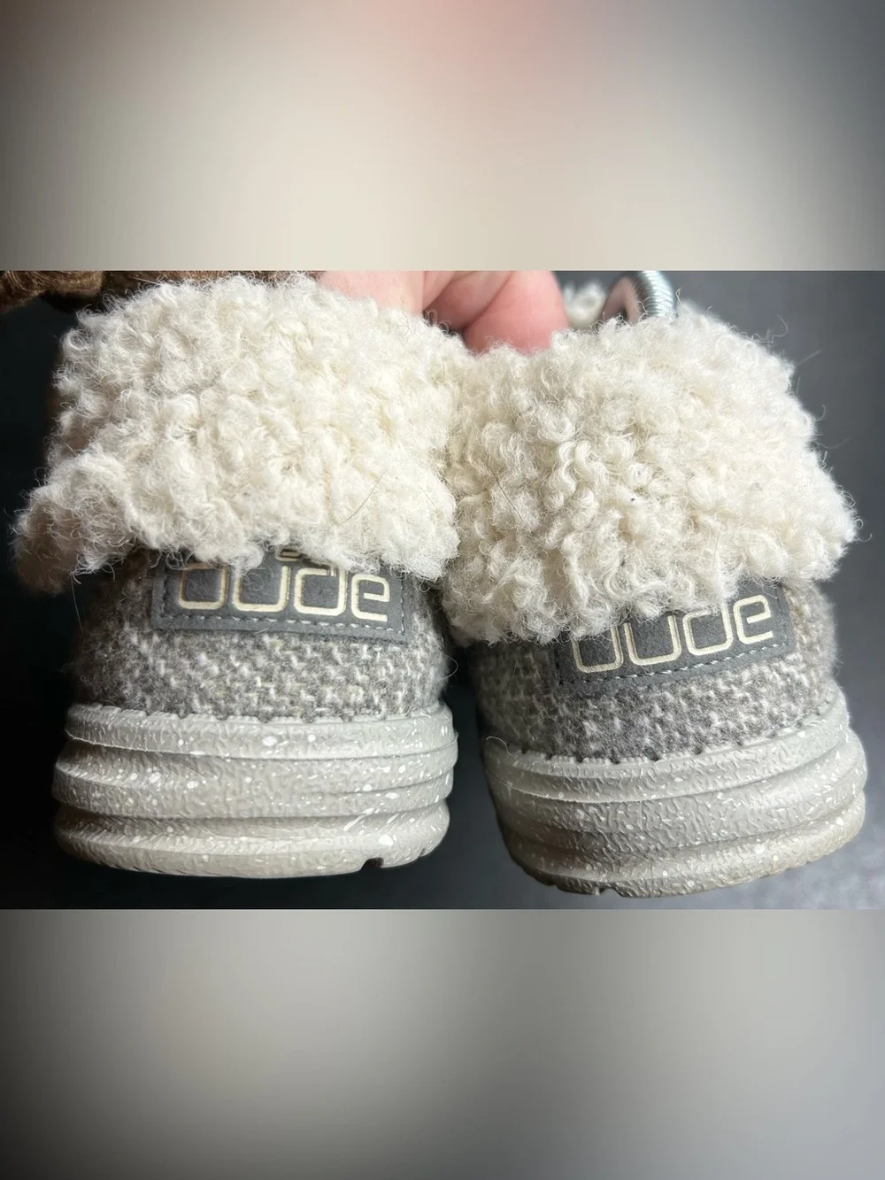 Hey Dude Women’s Size 7 Britt Grey Remix Faux Fur Lined Ankle Bootie Shoe